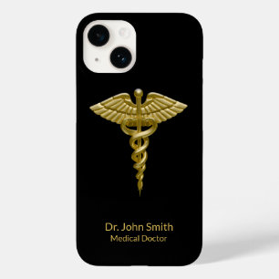 Caduceus Dourado no Black Classy Medical