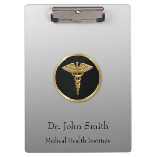 Caduceus médico profissional Dourado - prancheta
