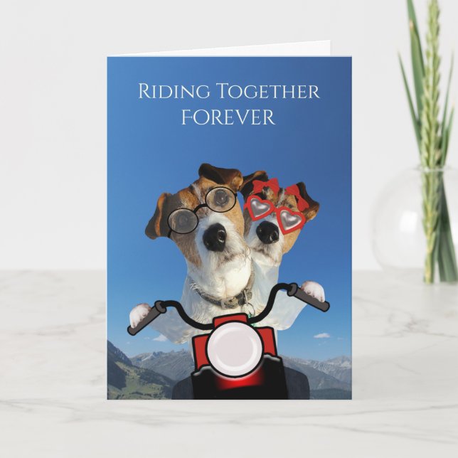 Cães Andam de Motocicleta para Anúncio de Casament (Frente)