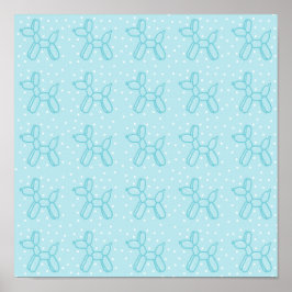 Cães Balão em Verde Aquático sobre Impressão Azul 