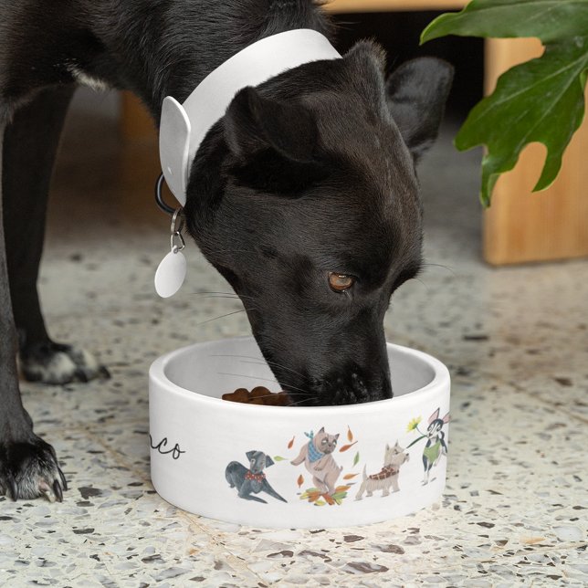 Cães bonitos nome personalizado tigela (Cute dogs pet custom name bowl)