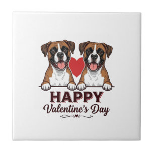 Cães Boxer Feliz Dia dos Namorados Vintage