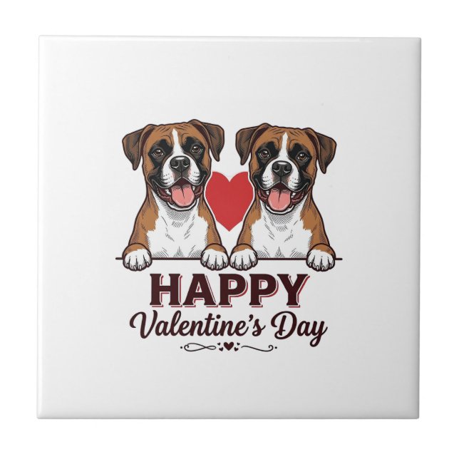 Cães Boxer Feliz Dia dos Namorados Vintage (Frente)