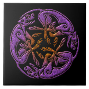 Cães celta ornamento tradicional em roxo, laranja