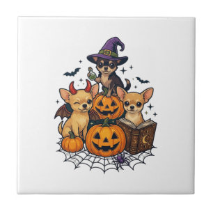 Cães Chihuahua de Halloween Abóboras Chapéu de Bru