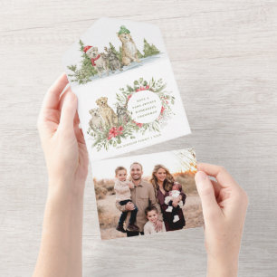 Cães de Natal Cartão de Natal Fotográfico