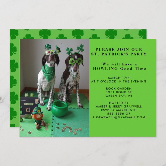Cães do partido de St Patrick com convite de (Frente/Verso)