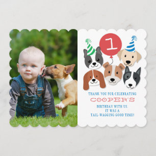 Cães e cartões de agradecimentos vermelhos da fo