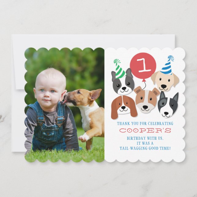 Cães e cartões de agradecimentos vermelhos da foto (Frente)