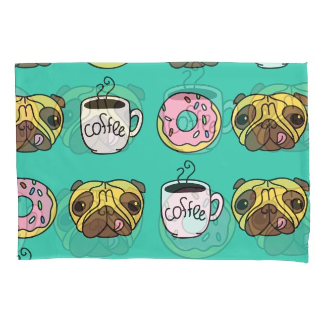 Cães engraçados, rosquinhas, padrão de café. (Frente)