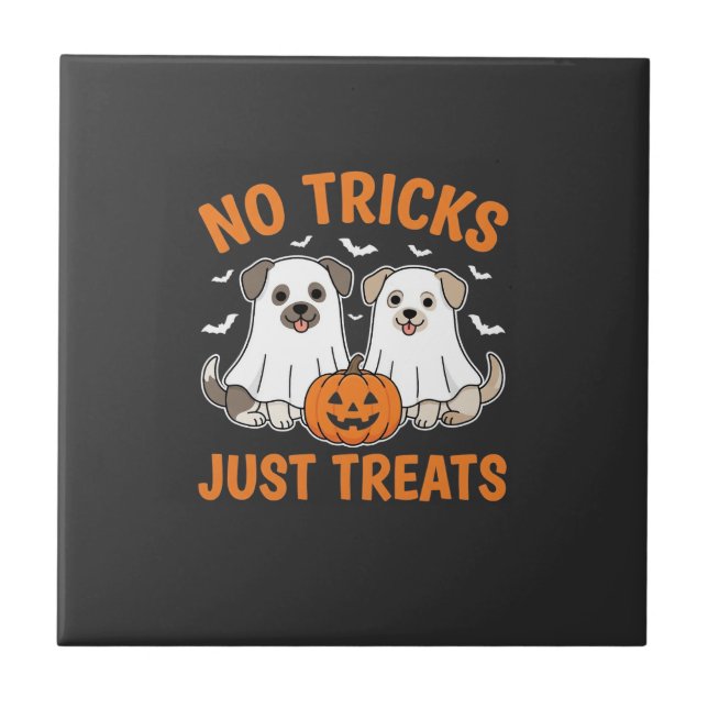 Cães Fantasmas de Halloween Sem Truques Apenas Pre (Frente)