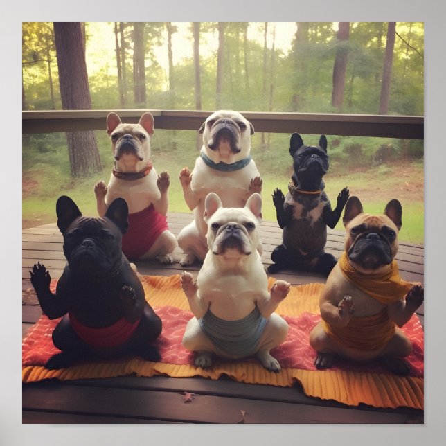 Cães fazendo yoga digital impressão (Frente)