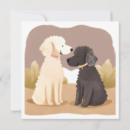 Cães Fofos | Cartão de Pintura em Aquarela de Anim