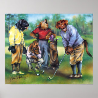 Cães Jogando Poster de Golfe