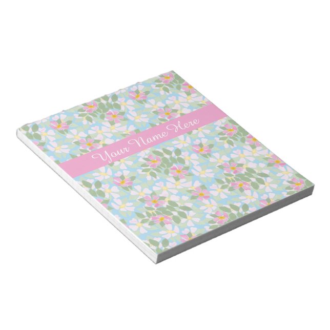 Cães-Rosados Rosa em Bloco de Notas Azul Chic ou C (Inclinado)