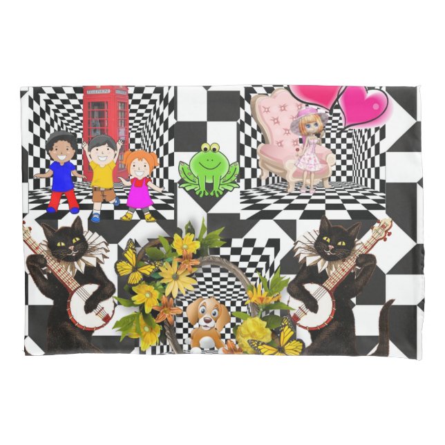 Cães travesseiros Felinos Corações Felinos (Frente)