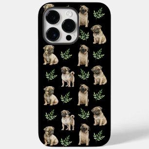 Cãezinhos giros com folhas em preto