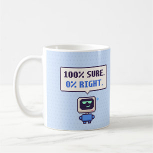 Café 100% Seguro. 0% Certo. Caneca de Pixel de IA Engra