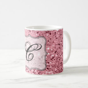 Café 11 onças. Brilho Dourado cor-de-rosa da caneca de