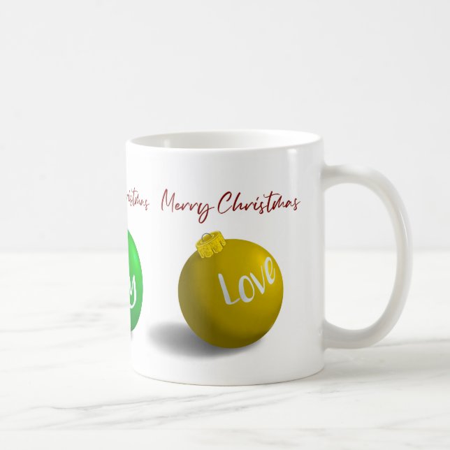 Café 11 oz Vermelho, Verde, caneca de ornamento Dourada (Direita)