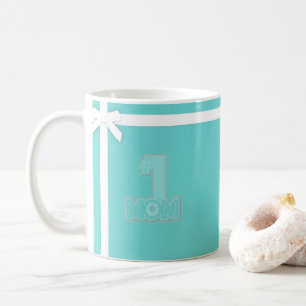 Café #1 MÃE - Caneca de Presente para Mãe Azul Turquesa