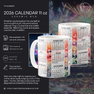 Café 2026 Personalizado 11 oz. Caneca Cerâmica de Calen