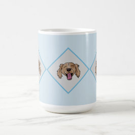 Café 3 caneca com padrão de diamante azul do Retriever 