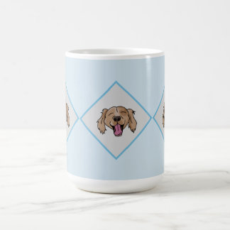 Café 3 caneca com padrão de diamante azul do Retriever