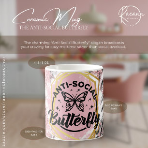 Café A Caneca de Cerâmica Borboleta Anti-Social