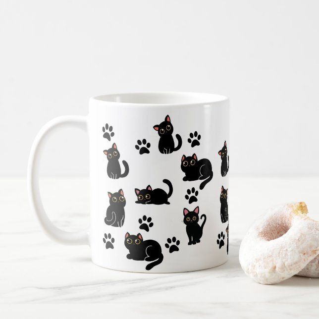 Café A Caneca de Gato Preto Mais Fofa Presente para Ama (Com Donut)
