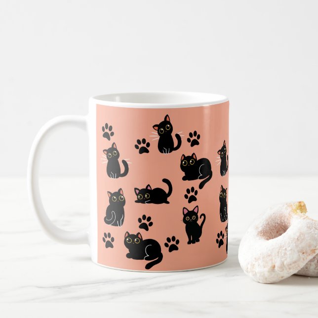 Café A Caneca de Gato Preto Mais Fofa Presente para Ama (Com Donut)