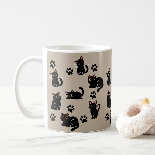 Café A Caneca de Gato Preto Mais Fofa Presente para Ama (Com Donut)