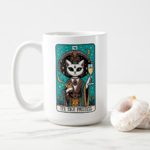 Café A Caneca De Tarô De Gato De Alto Sacerdote