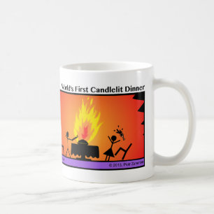 Café Á caneca iluminada por velas engraçada de Stickm
