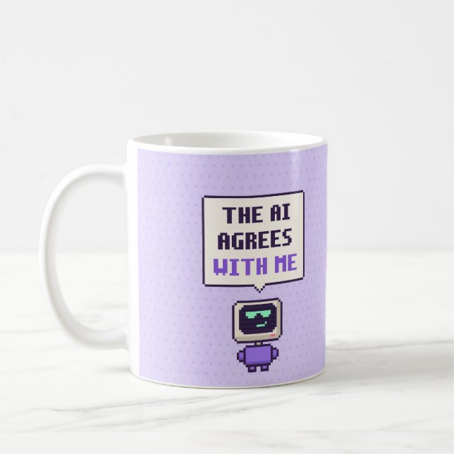 Café A IA Concorda Comigo Caneca de Pixel de IA Engraça (Esquerda)