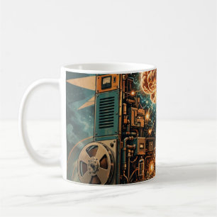 Café A Máquina Pensante - Caneca de Retro-Futurismo