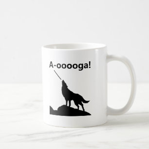 Café "A-OOOOOOGA!" Caneca Divertida de Lobo
