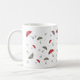 Café A pequena caneca de guarda-chuva vermelha