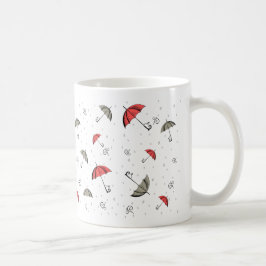 Café A pequena caneca de guarda-chuva vermelha