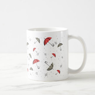 Café A pequena caneca de guarda-chuva vermelha