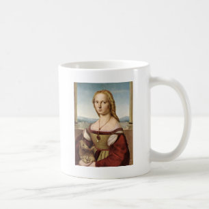 Café A senhora de Raphael com uma caneca do unicórnio