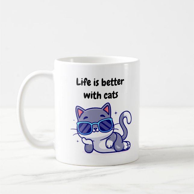 Café A vida é melhor com a caneca de gatos (Esquerda)