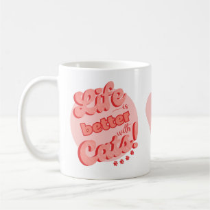 Café a vida é melhor com a caneca de gatos