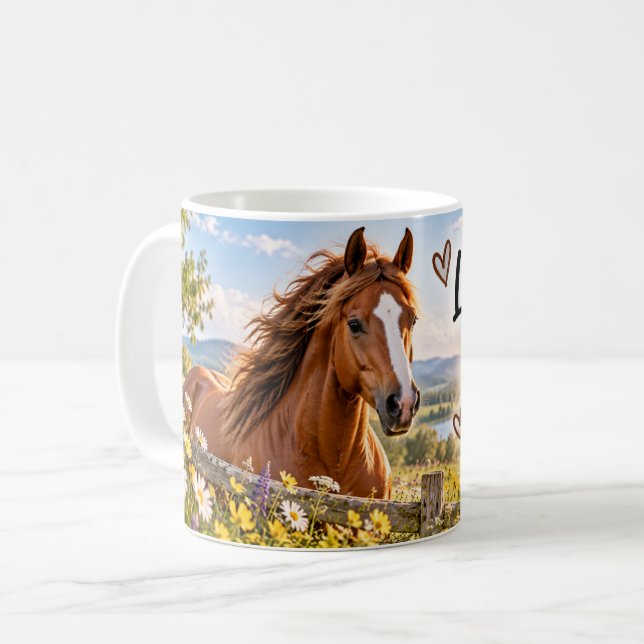 Café A Vida é Melhor Com Cavalos Caneca Para Amantes de (Frente Esquerda)