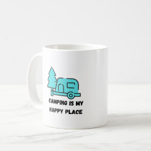 Café Acampamento é o meu lugar feliz em uma caneca de c
