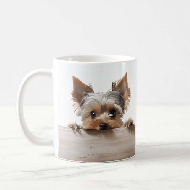 Café adorável caneca de fotografia terrier do yorkshire (Esquerda)