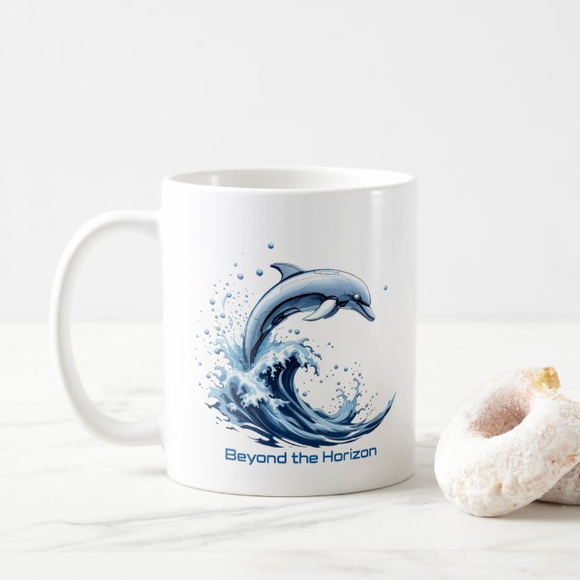 Café Além do Horizonte - Caneca Onda de Golfinhos (Com Donut)