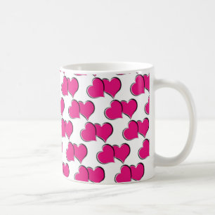 Café Amo caneca de corações rosa