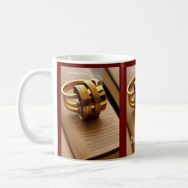 Café Anéis de cinco Ouros, caneca de Natal no 5 Dia (Esquerda)