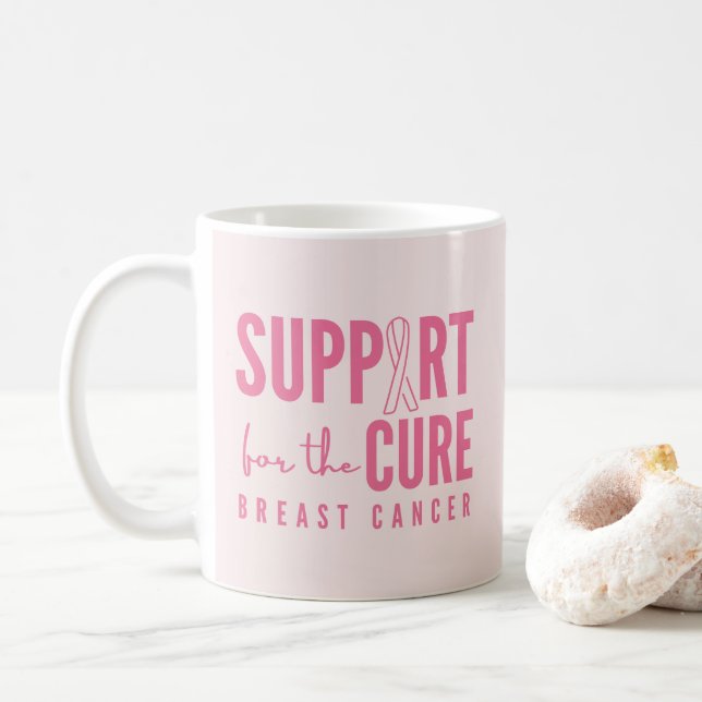 Café apoio ao cancer de mama para a cura da caneca rosa (Com Donut)